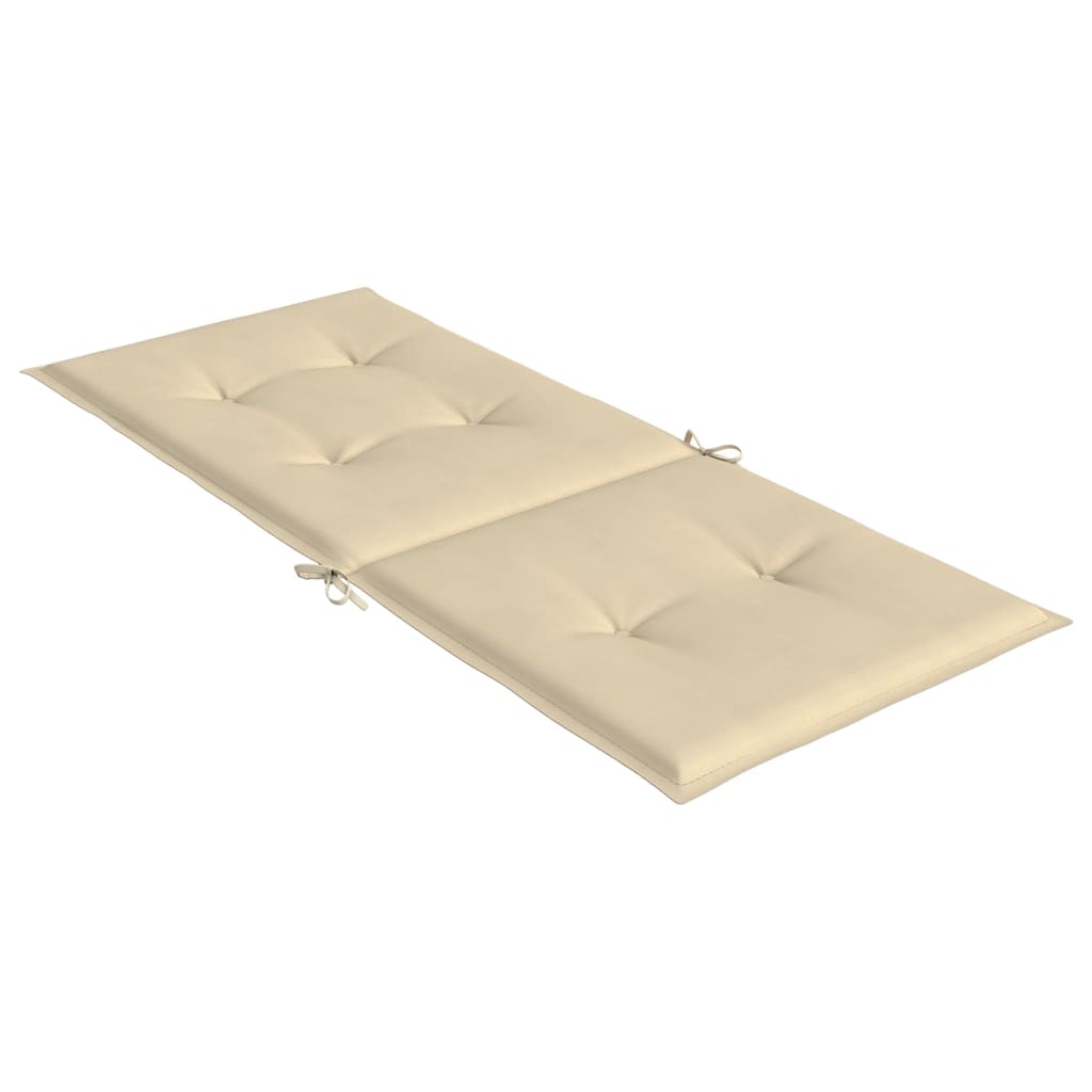 Tuinstoelkussens 2 st hoge rug 120x50x3 cm stof beige - AllerleiShop