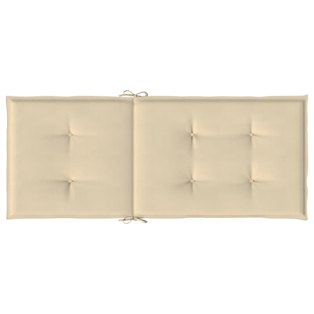 Tuinstoelkussens 2 st hoge rug 120x50x3 cm stof beige - AllerleiShop