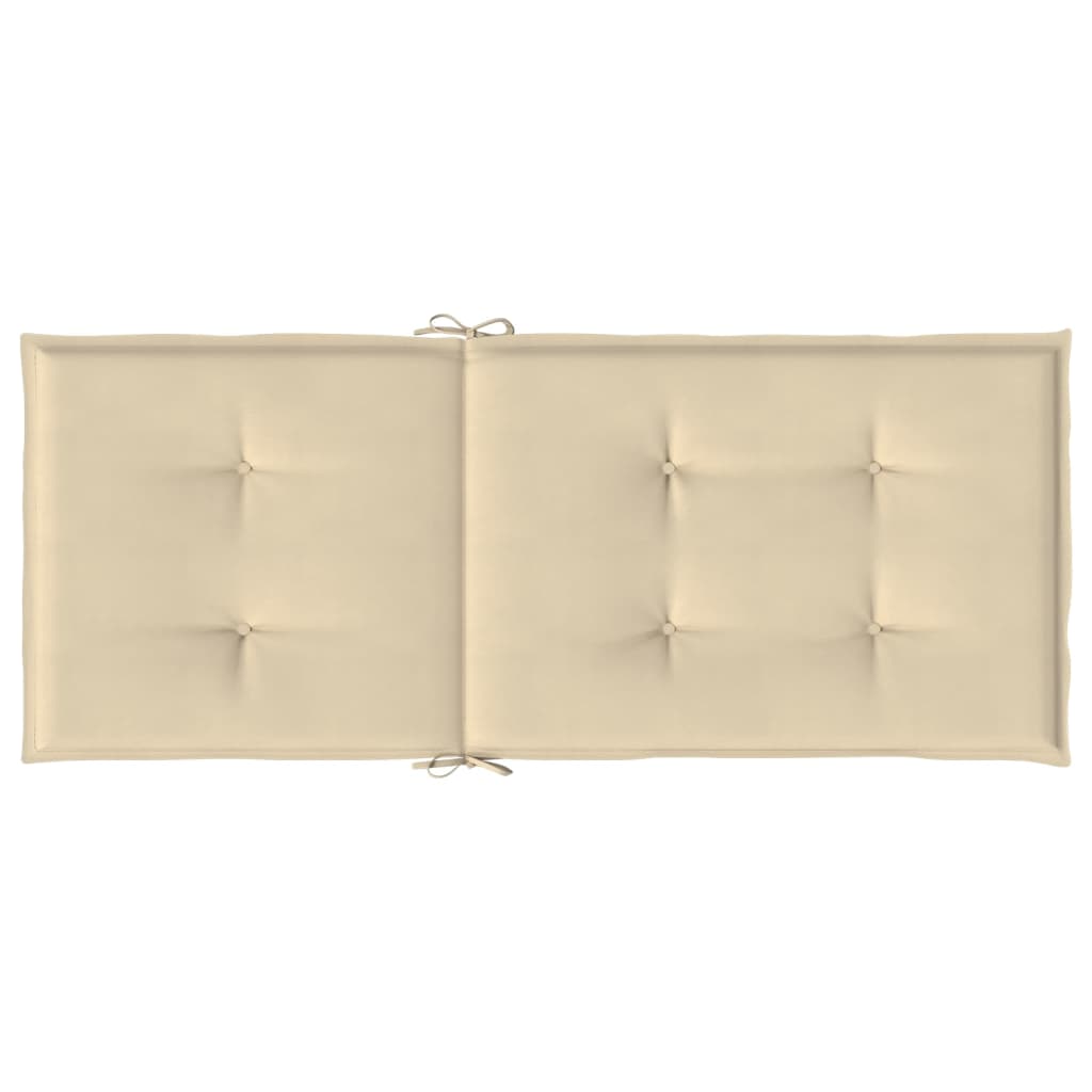 Tuinstoelkussens 2 st hoge rug 120x50x3 cm stof beige - AllerleiShop