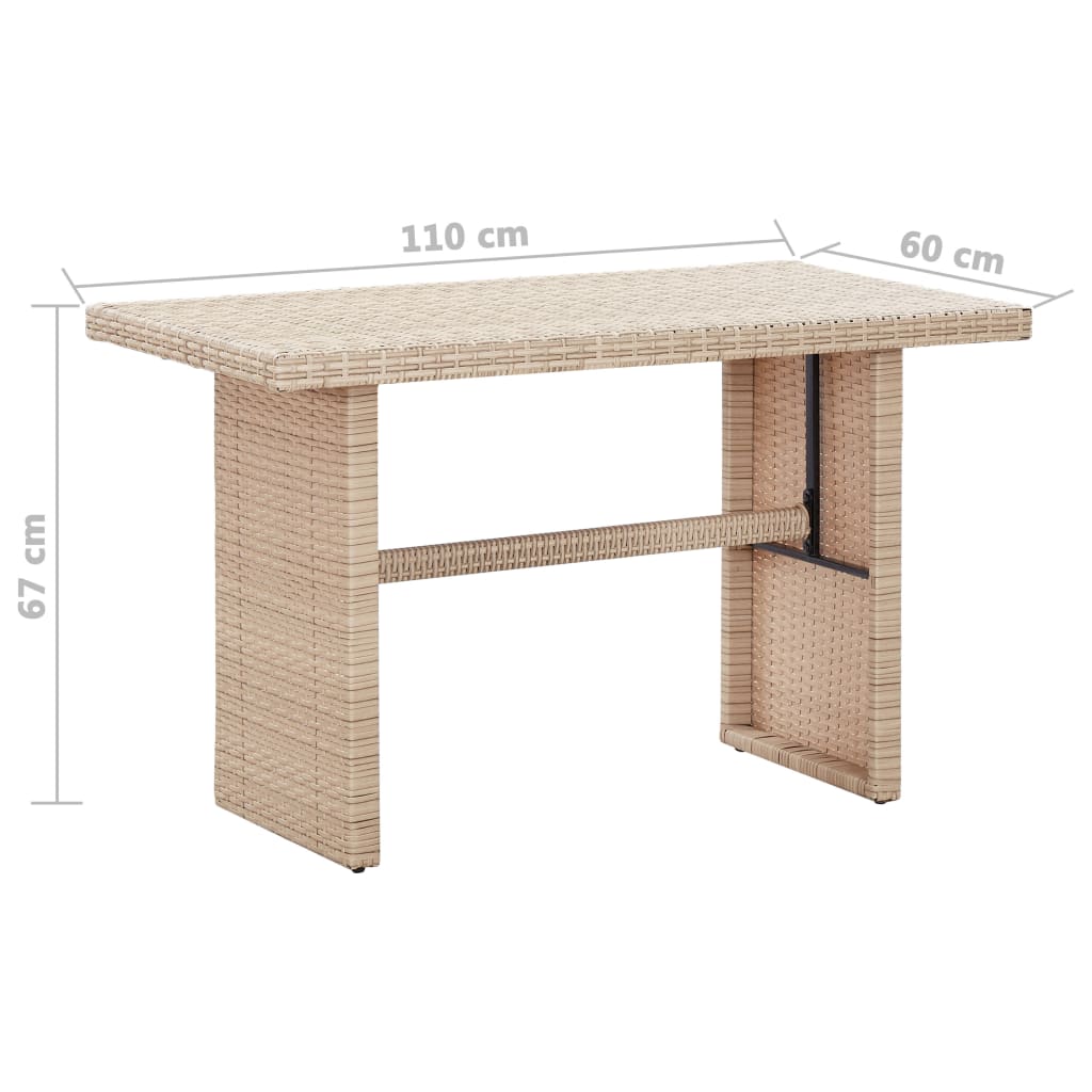 Tuintafel 110x60x67 cm poly rattan beige - AllerleiShop