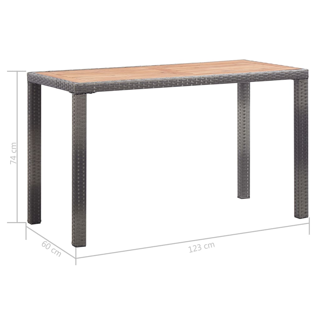 Tuintafel 123x60x74 cm massief acaciahout antraciet en bruin - AllerleiShop