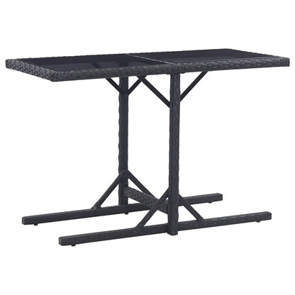 Tuintafel 110x53x72 cm glas en poly rattan zwart - AllerleiShop