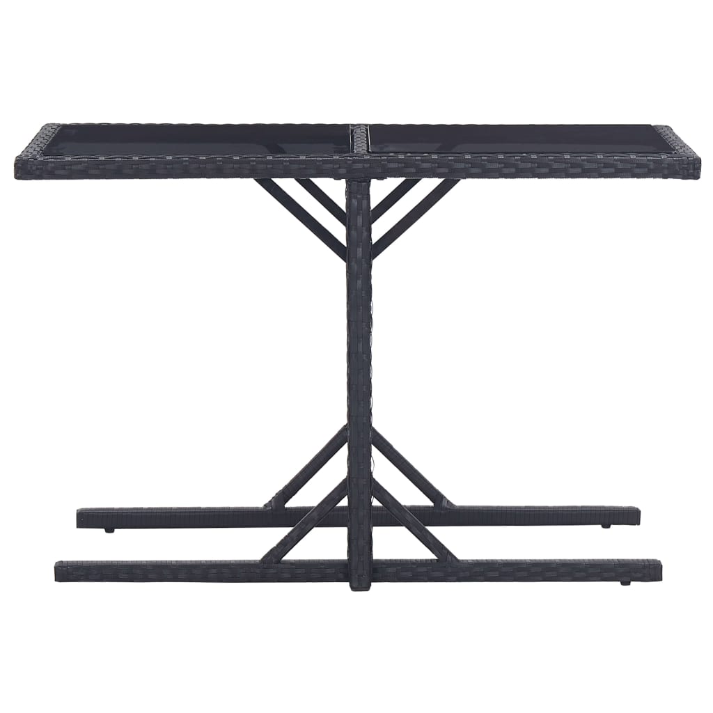 Tuintafel 110x53x72 cm glas en poly rattan zwart - AllerleiShop