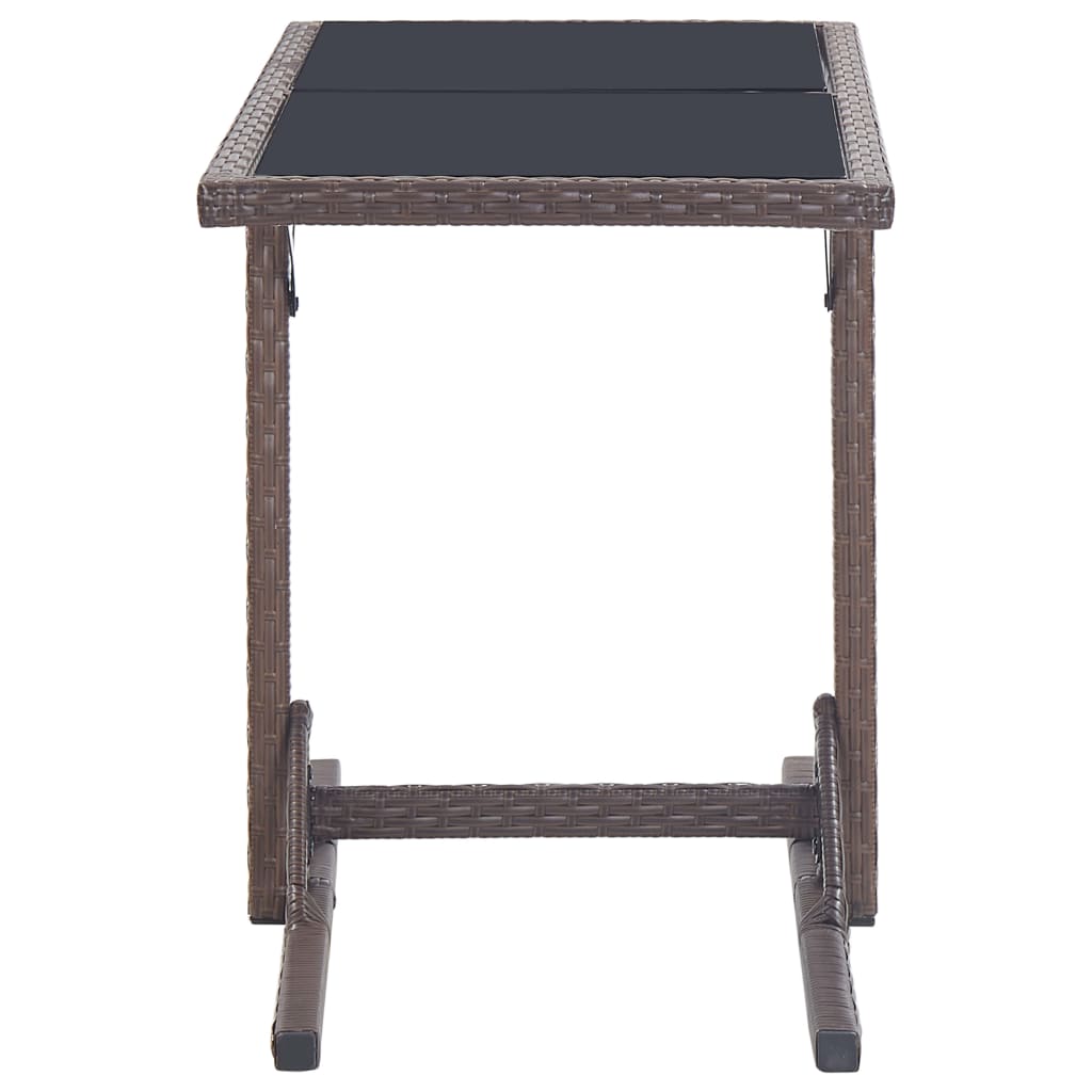 Tuintafel 110x53x72 cm glas en poly rattan bruin - AllerleiShop