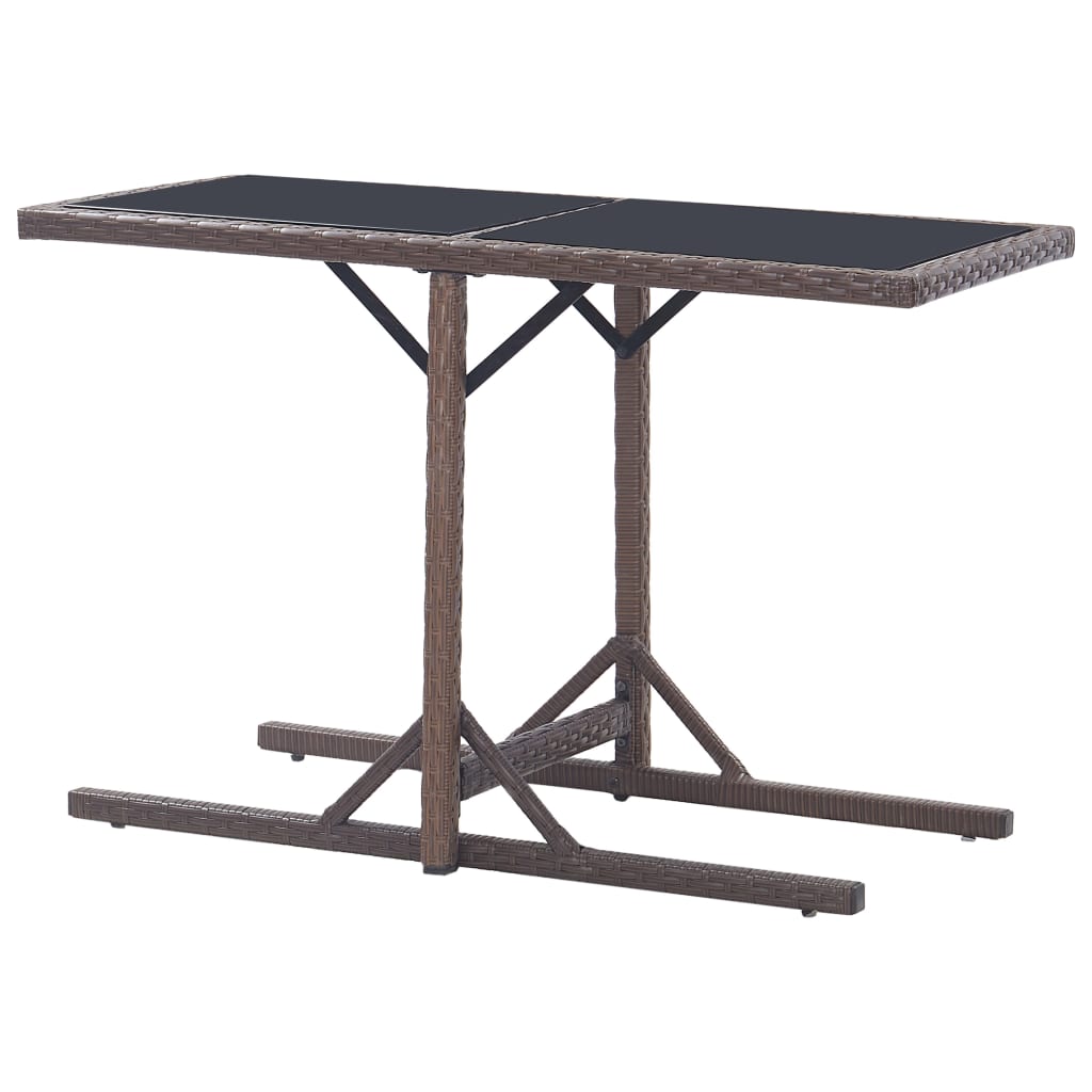 Tuintafel 110x53x72 cm glas en poly rattan bruin - AllerleiShop