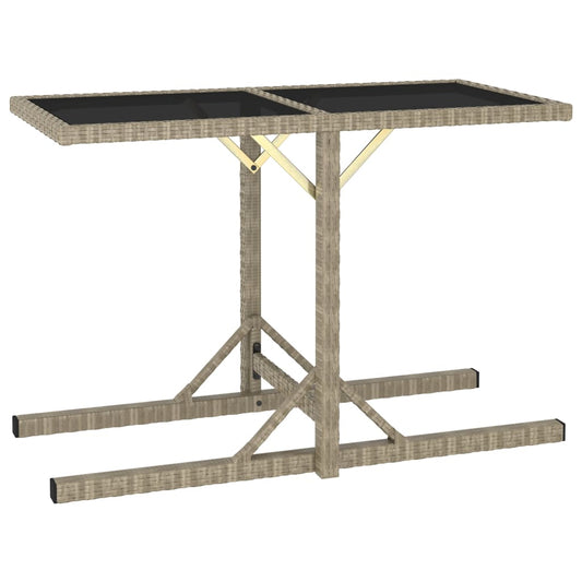 Tuintafel 110x53x72 cm glas en poly rattan beige - AllerleiShop