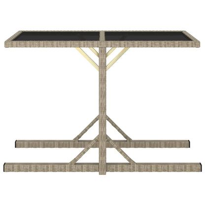 Tuintafel 110x53x72 cm glas en poly rattan beige - AllerleiShop