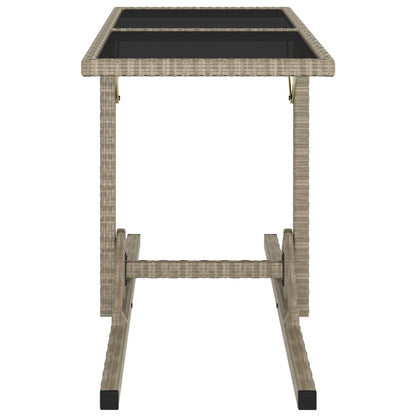 Tuintafel 110x53x72 cm glas en poly rattan beige - AllerleiShop