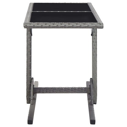 Tuintafel 110x53x72 cm glas en poly rattan antraciet - AllerleiShop