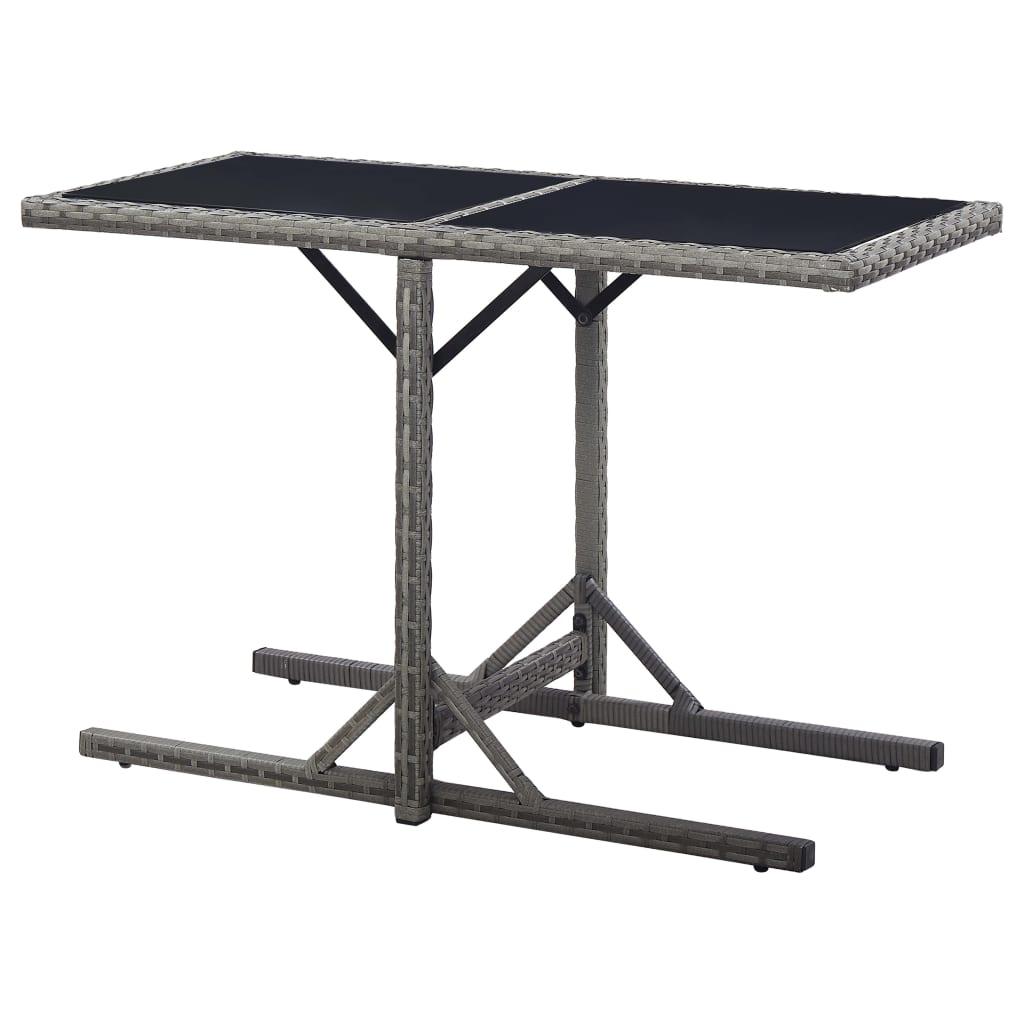 Tuintafel 110x53x72 cm glas en poly rattan antraciet - AllerleiShop