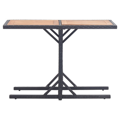 Tuintafel massief acaciahout en poly rattan zwart - AllerleiShop