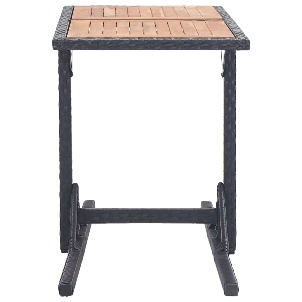 Tuintafel massief acaciahout en poly rattan zwart - AllerleiShop