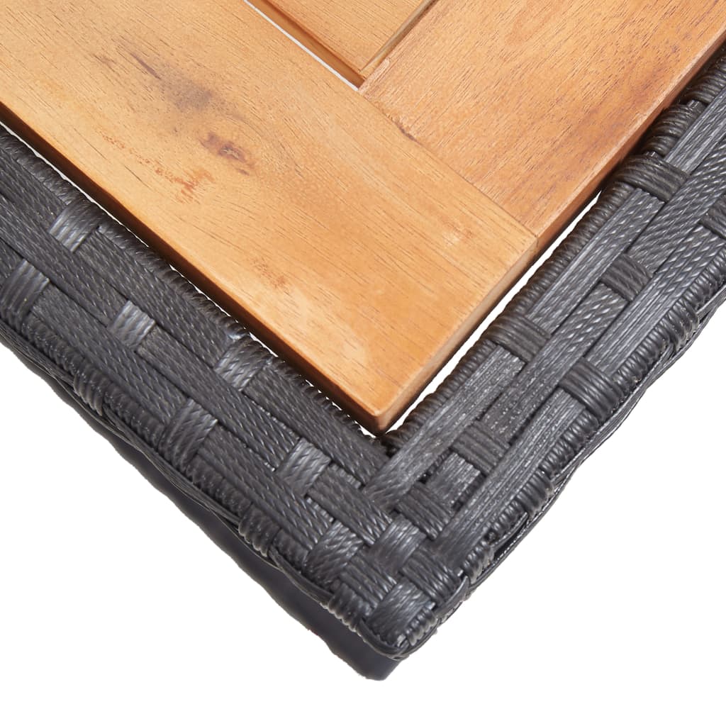 Tuintafel massief acaciahout en poly rattan zwart - AllerleiShop