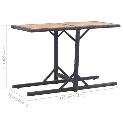 Tuintafel massief acaciahout en poly rattan zwart - AllerleiShop