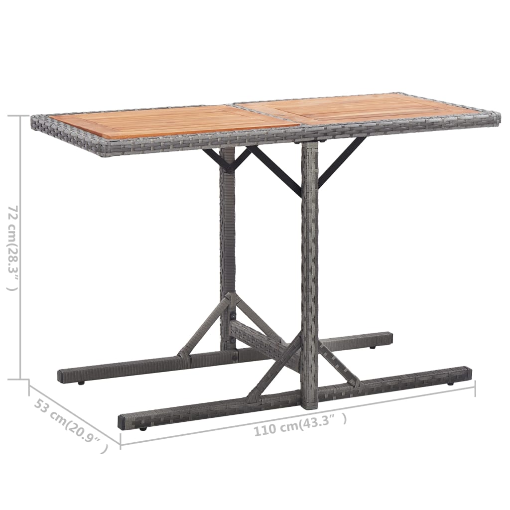 Tuintafel poly rattan en massief acaciahout antraciet - AllerleiShop