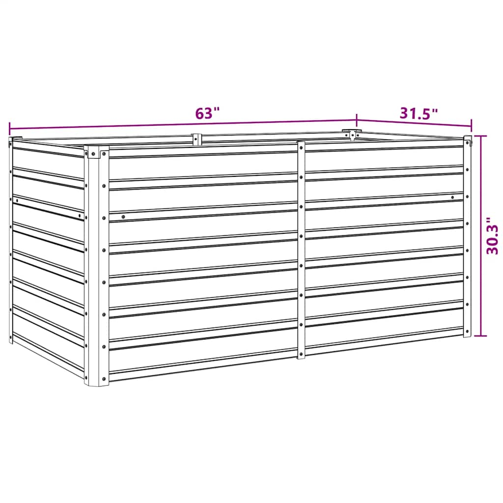 Plantenbak verhoogd 160x80x77 cm gegalvaniseerd staal groen