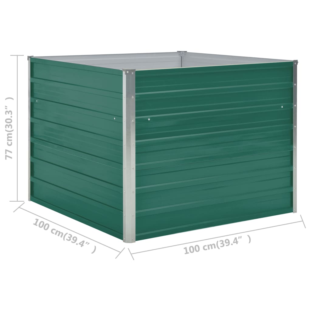 Plantenbak verhoogd 100x100x77 cm gegalvaniseerd staal groen - AllerleiShop