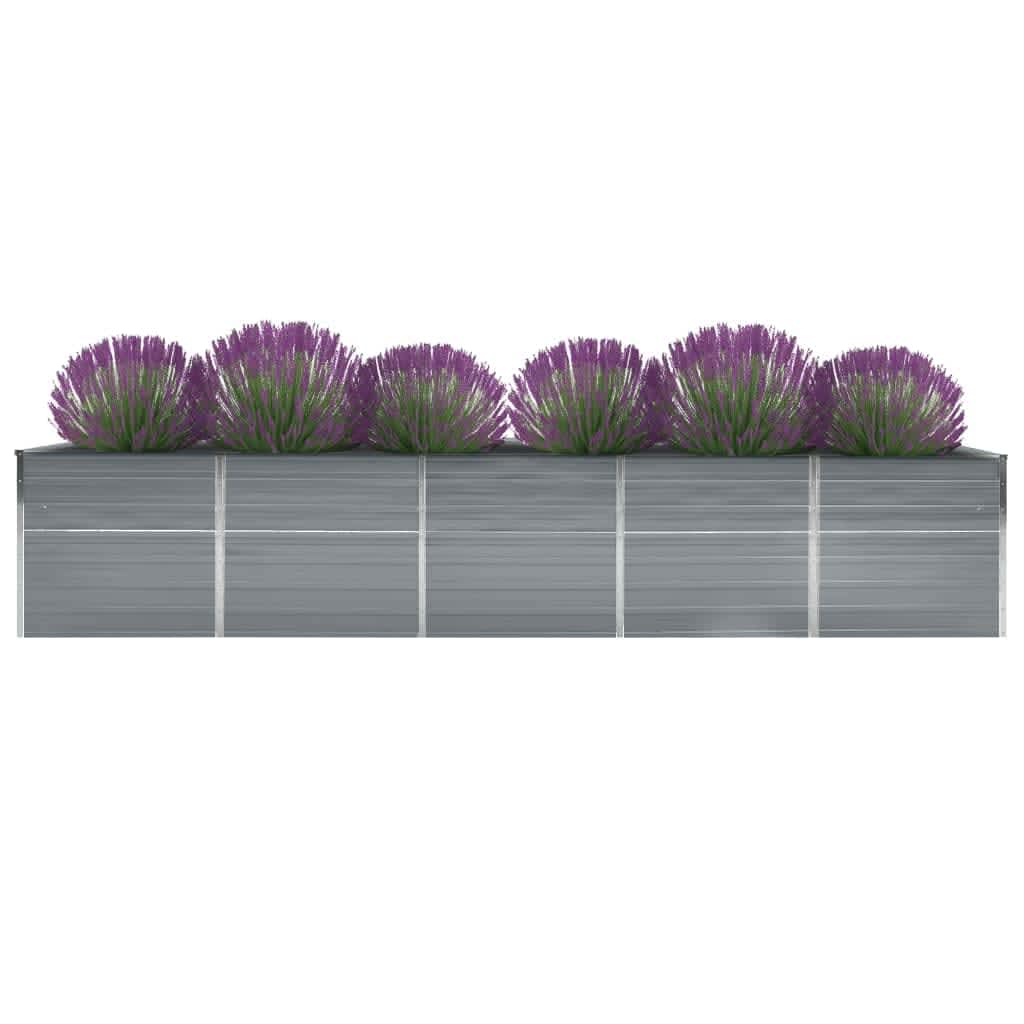 Plantenbak verhoogd 400x80x77 cm gegalvaniseerd staal grijs - AllerleiShop