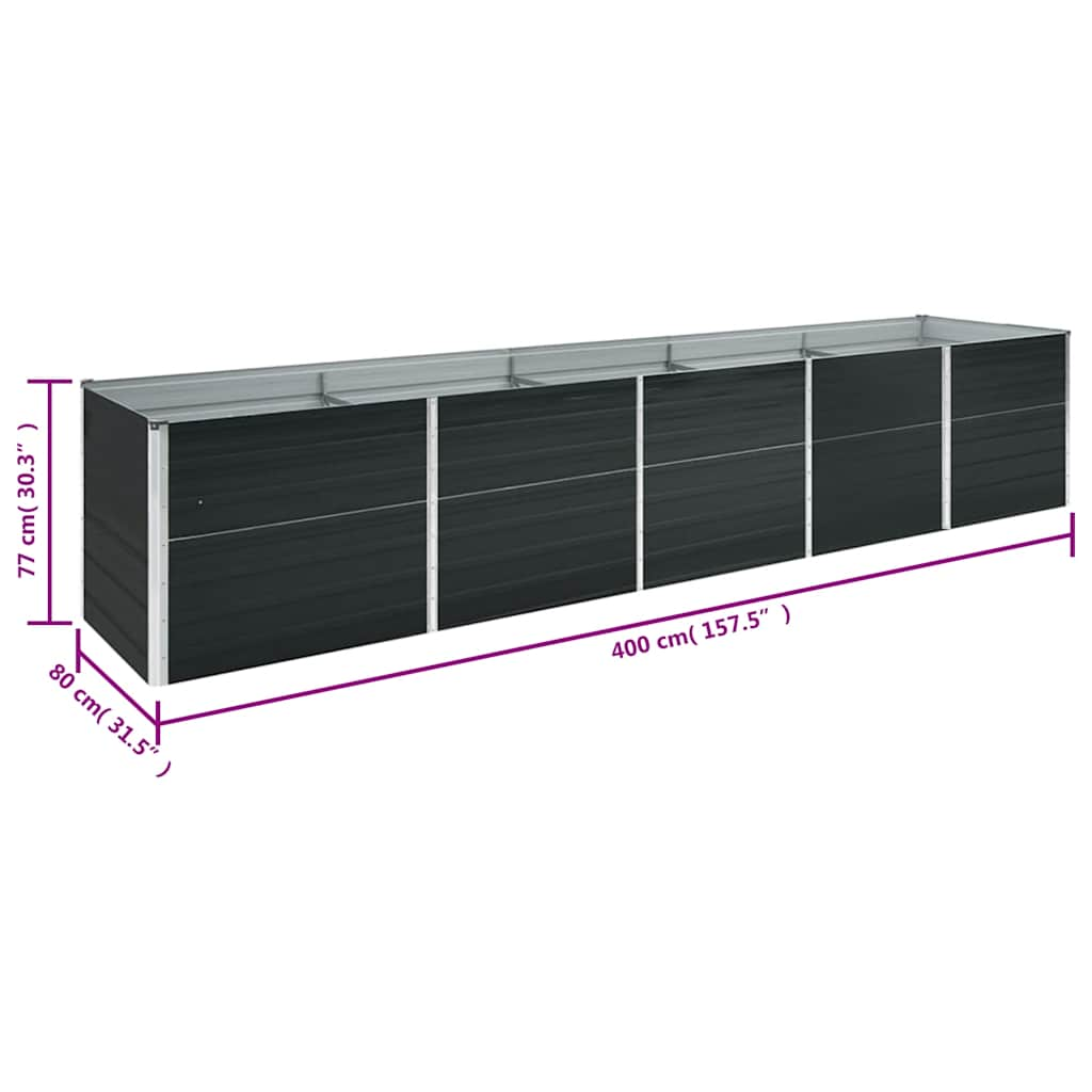 Plantenbak verhoogd 400x80x77 cm gegalvaniseerd staal antraciet