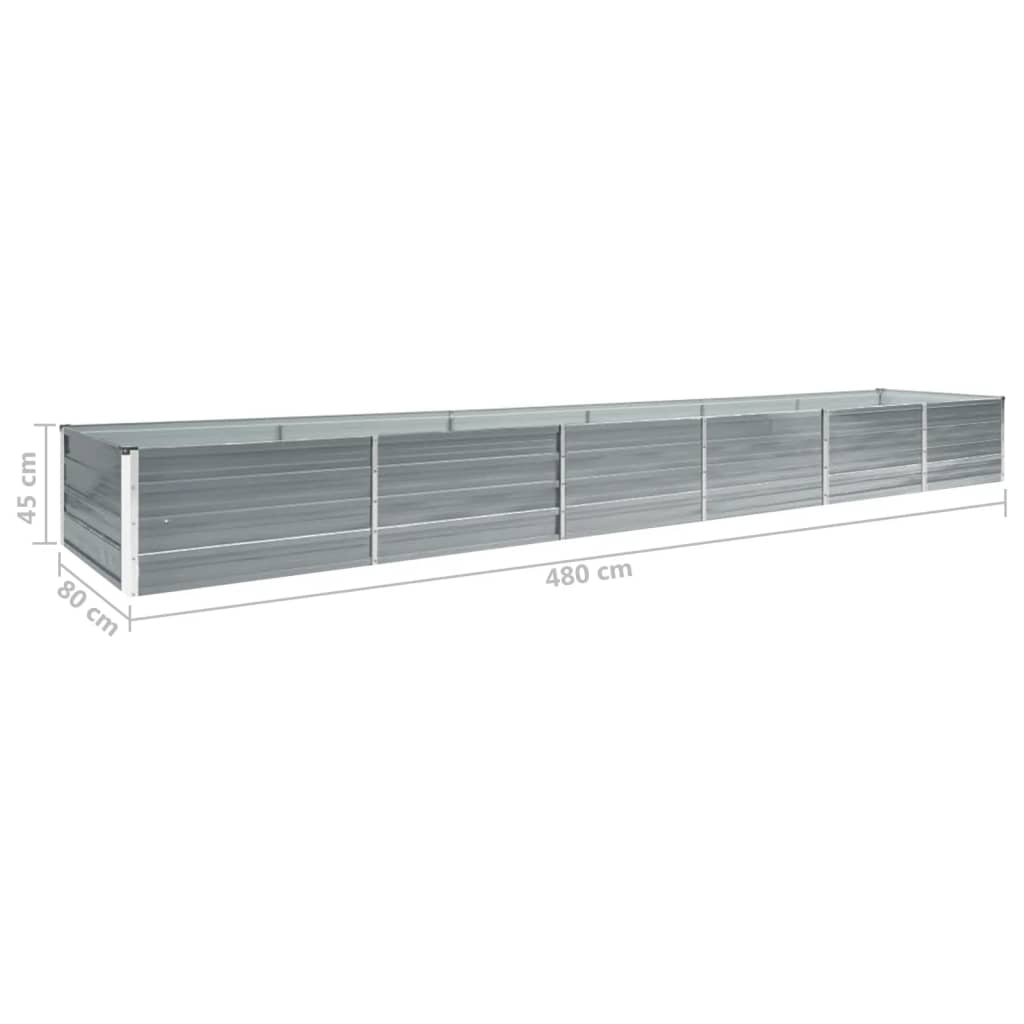 Plantenbak verhoogd 480x80x45 cm gegalvaniseerd staal grijs - AllerleiShop