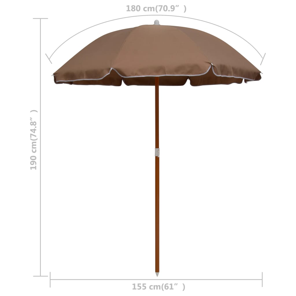 Parasol met stalen paal 180 cm taupe - AllerleiShop