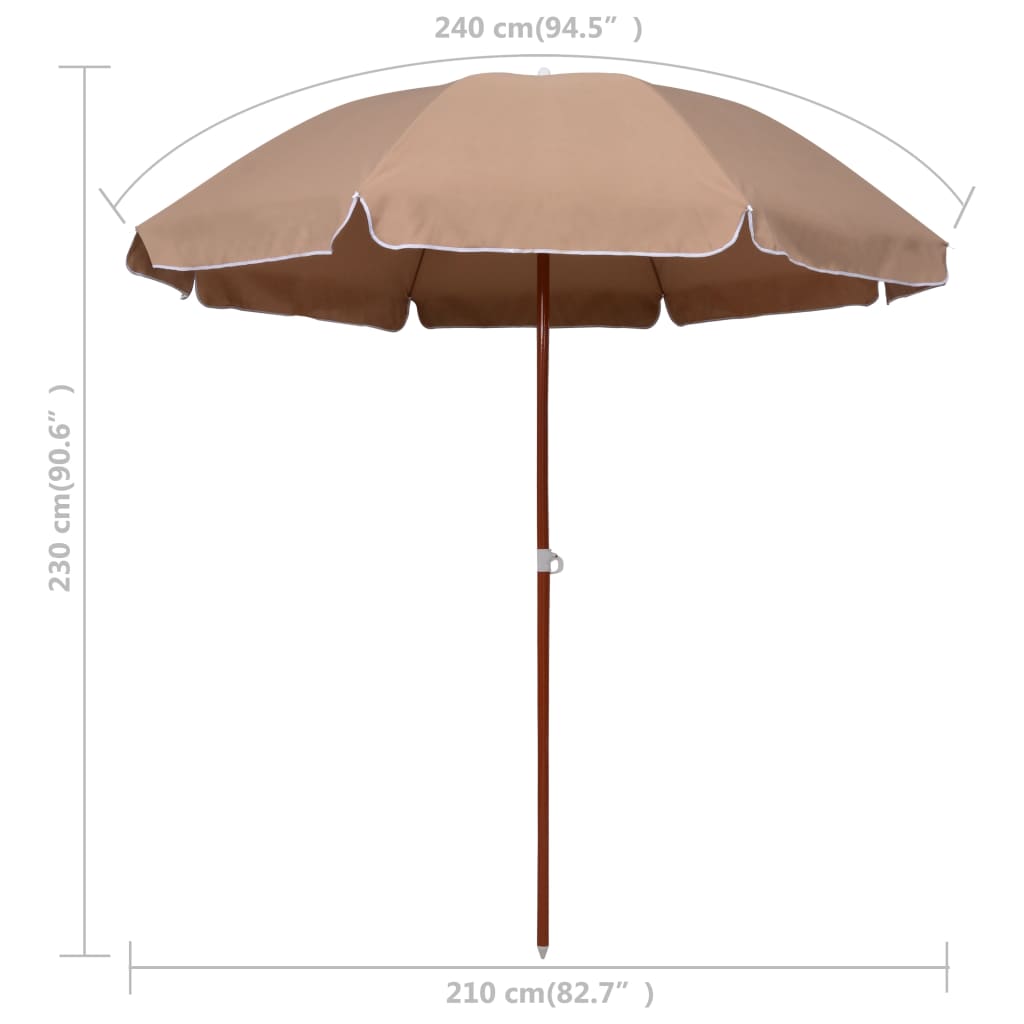 Parasol met stalen paal 240 cm taupe - AllerleiShop