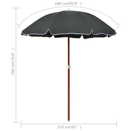 Parasol met stalen paal 180 cm antracietkleurig - AllerleiShop