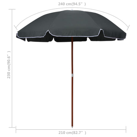 Parasol met stalen paal 240 cm antracietkleurig - AllerleiShop