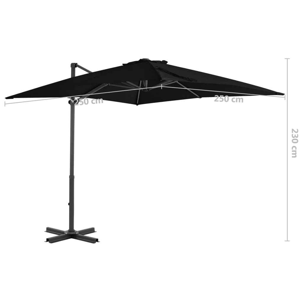 Zweefparasol met aluminium paal 250x250 cm zwart - AllerleiShop