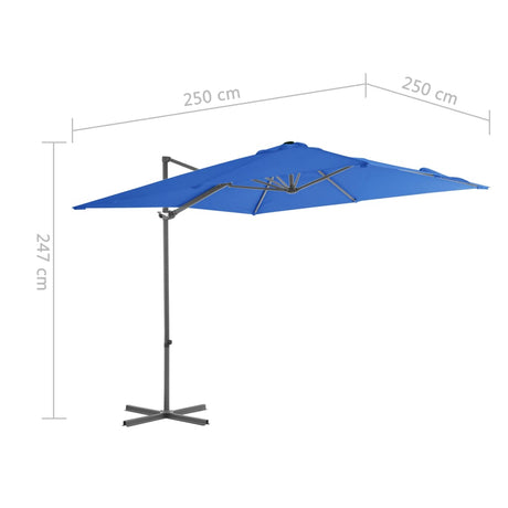 Zweefparasol met stalen paal 250x250 cm azuurblauw - AllerleiShop