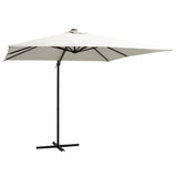 Zweefparasol met LED en stalen paal 250x250 cm zandkleurig - AllerleiShop