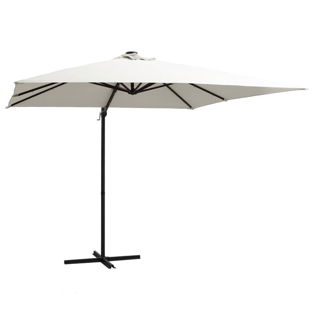 Zweefparasol met LED en stalen paal 250x250 cm zandkleurig - AllerleiShop