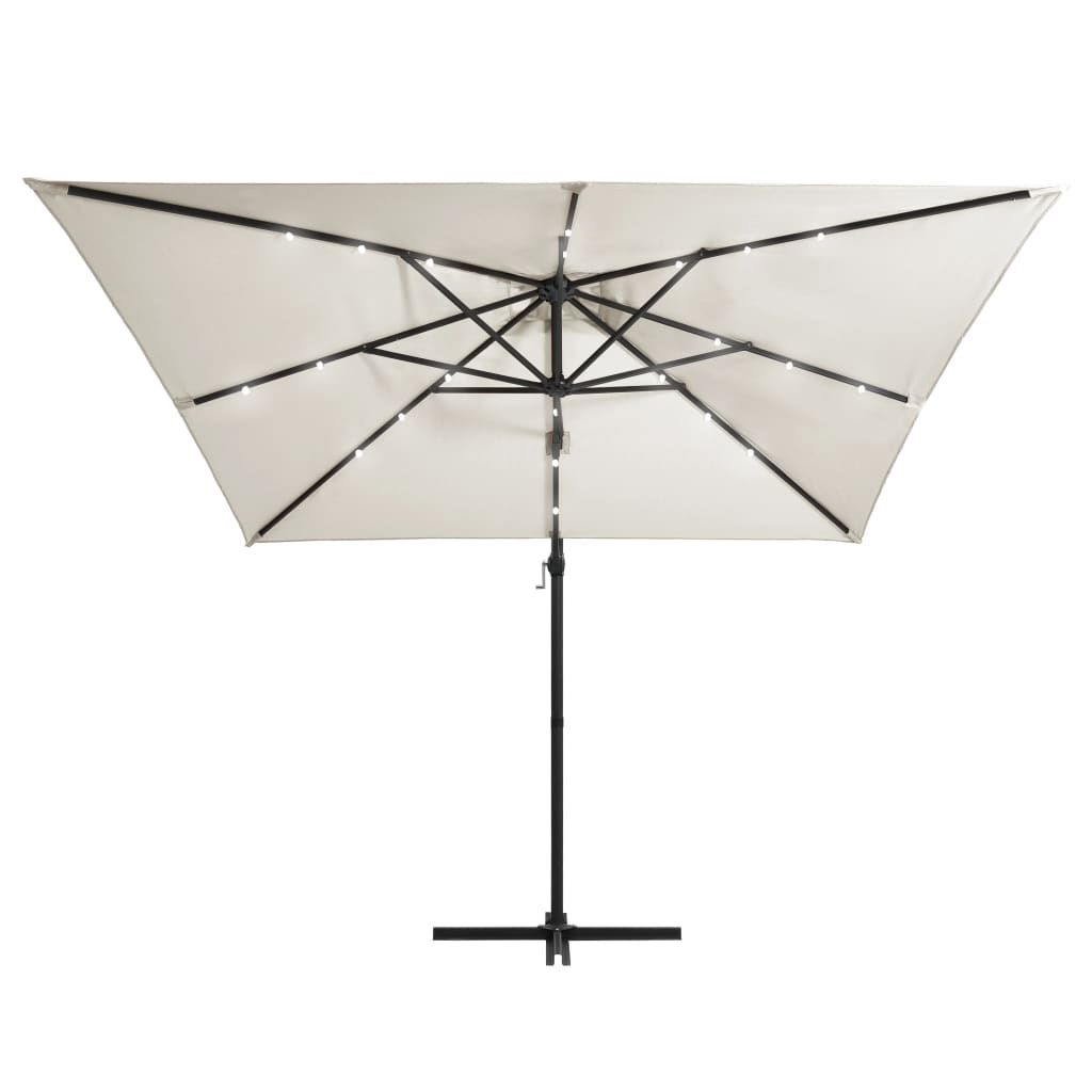 Zweefparasol met LED en stalen paal 250x250 cm zandkleurig - AllerleiShop