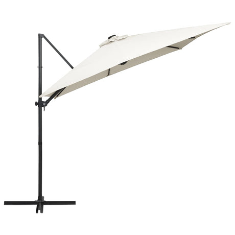 Zweefparasol met LED en stalen paal 250x250 cm zandkleurig - AllerleiShop