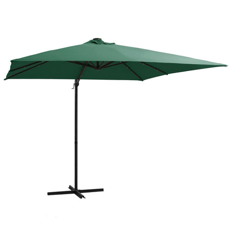 Zweefparasol met LED-verlichting stalen paal 250x250 cm groen - AllerleiShop