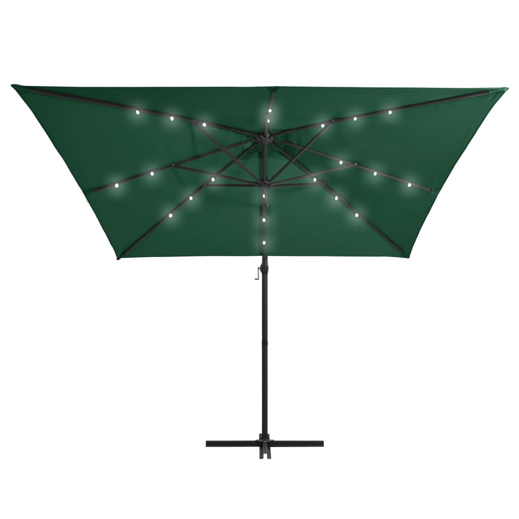 Zweefparasol met LED-verlichting stalen paal 250x250 cm groen - AllerleiShop