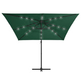 Zweefparasol met LED-verlichting stalen paal 250x250 cm groen - AllerleiShop