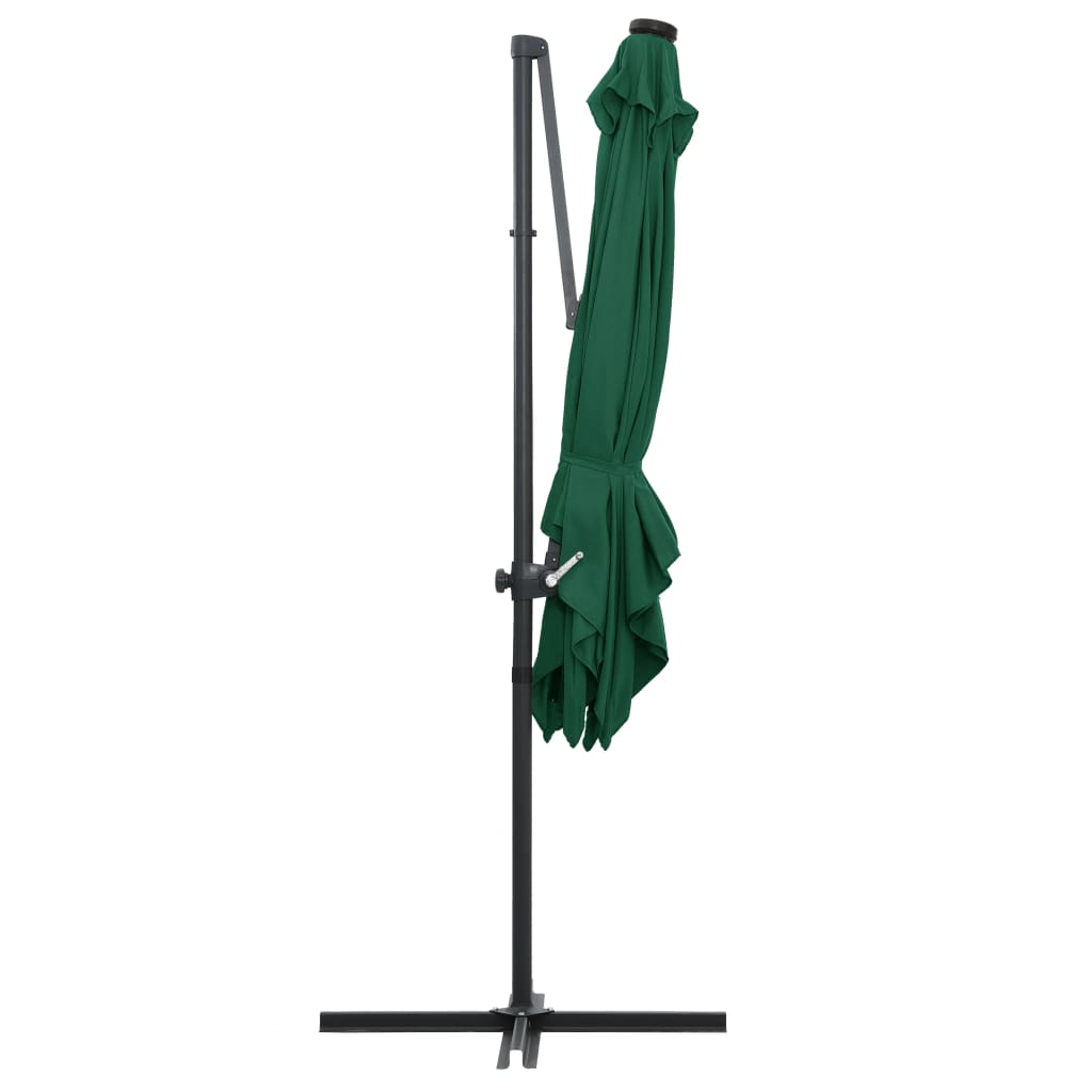 Zweefparasol met LED-verlichting stalen paal 250x250 cm groen - AllerleiShop