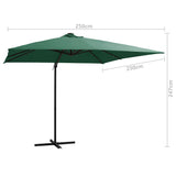 Zweefparasol met LED-verlichting stalen paal 250x250 cm groen - AllerleiShop