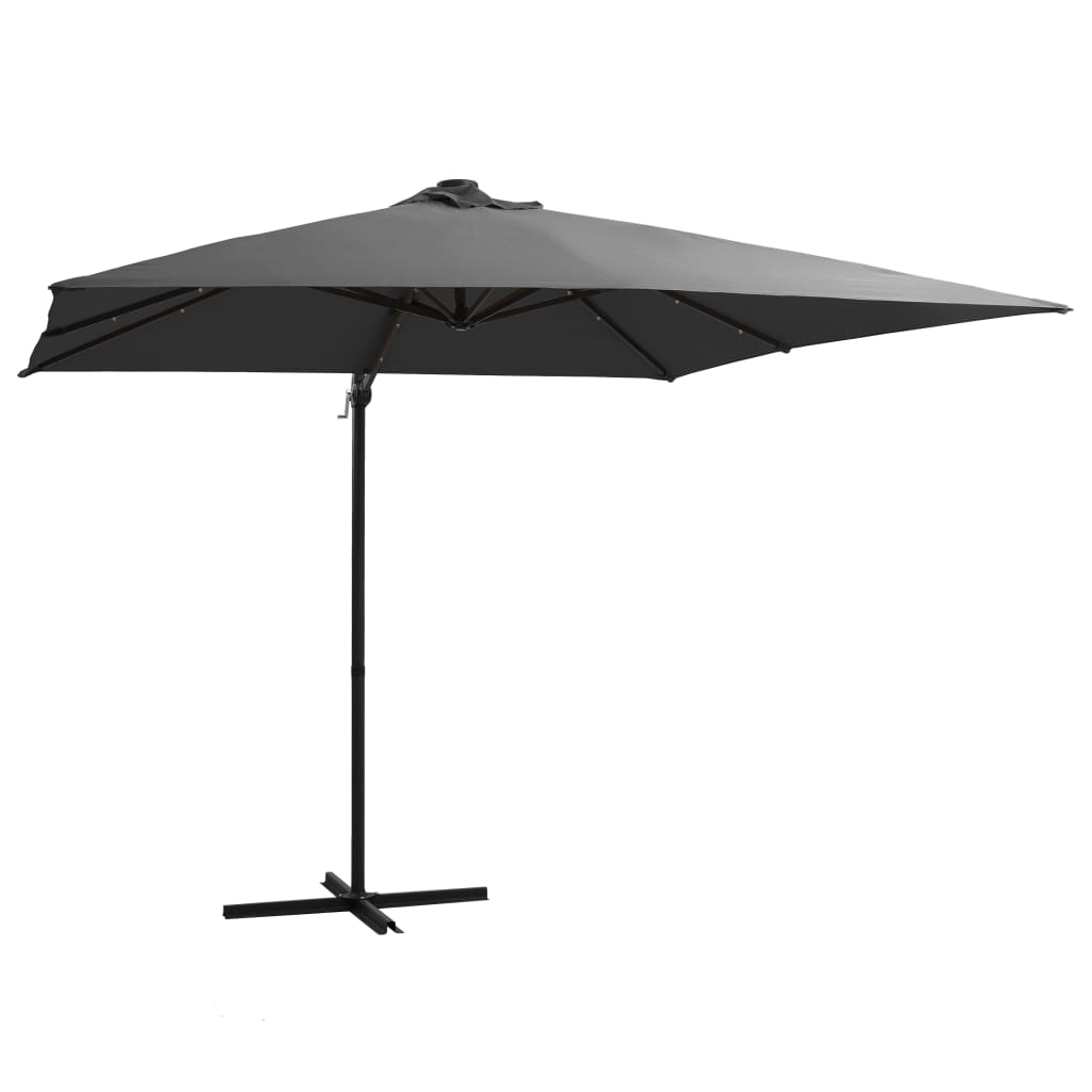 Zweefparasol met LED-verlichting en paal 250x250 cm antraciet - AllerleiShop