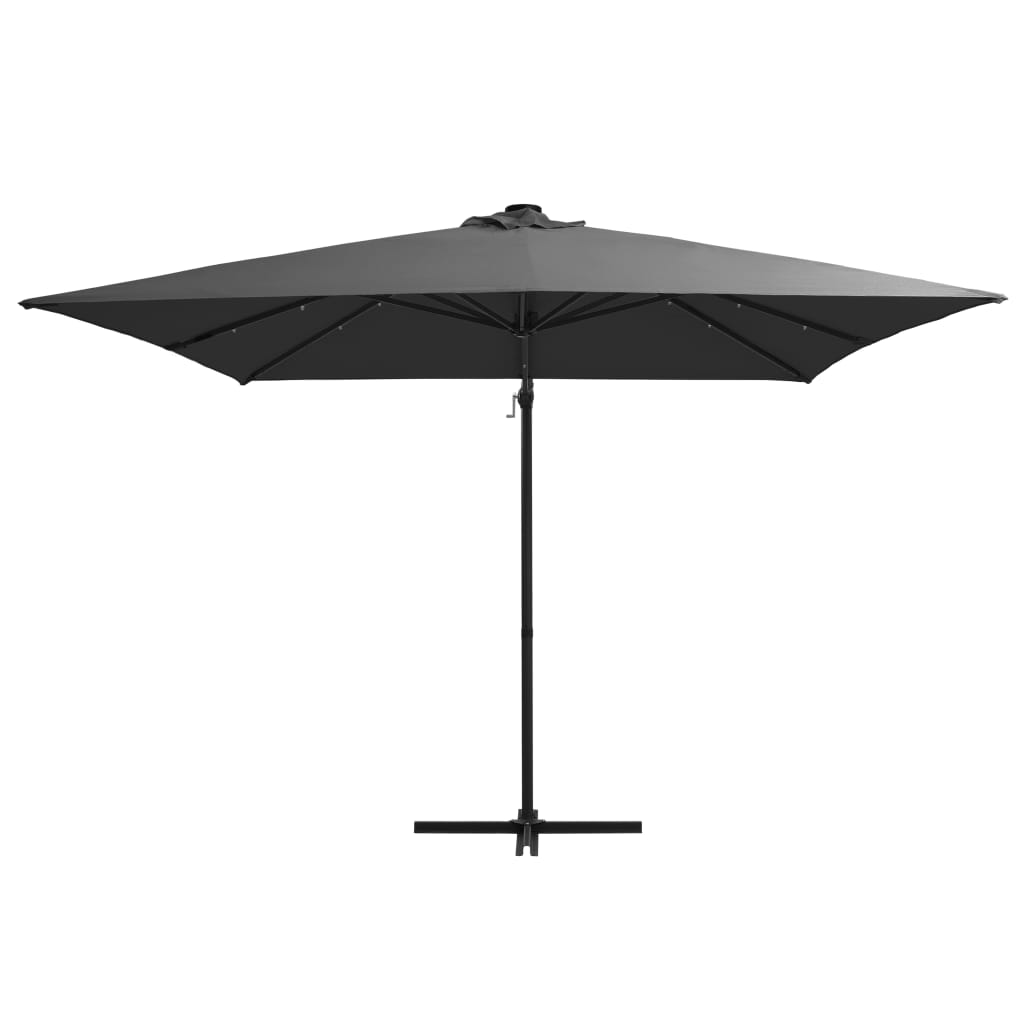 Zweefparasol met LED-verlichting en paal 250x250 cm antraciet - AllerleiShop