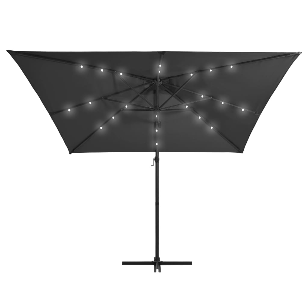 Zweefparasol met LED-verlichting en paal 250x250 cm antraciet - AllerleiShop