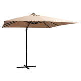 Zweefparasol met LED-verlichting stalen paal 250x250 cm taupe - AllerleiShop