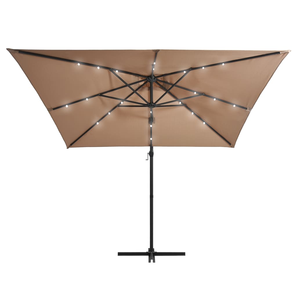 Zweefparasol met LED-verlichting stalen paal 250x250 cm taupe - AllerleiShop