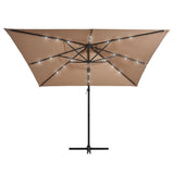 Zweefparasol met LED-verlichting stalen paal 250x250 cm taupe - AllerleiShop