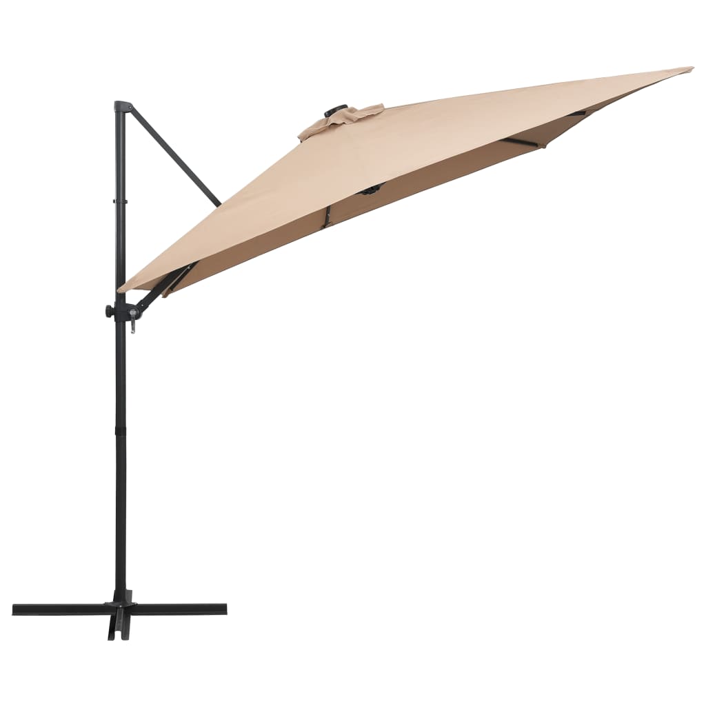 Zweefparasol met LED-verlichting stalen paal 250x250 cm taupe - AllerleiShop