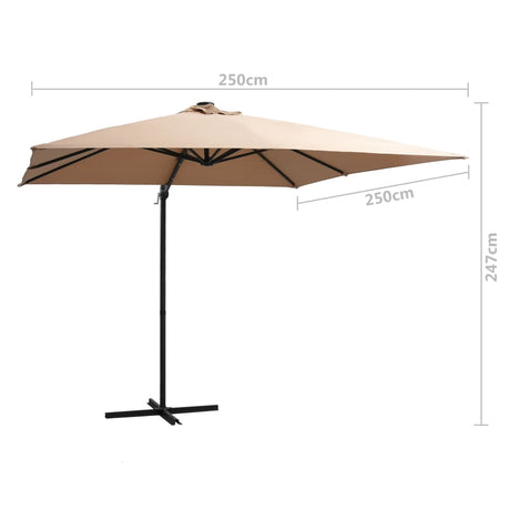 Zweefparasol met LED-verlichting stalen paal 250x250 cm taupe - AllerleiShop