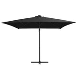 Zweefparasol met LED en stalen paal 250x250 cm zwart - AllerleiShop