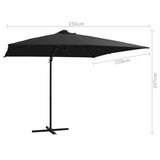 Zweefparasol met LED en stalen paal 250x250 cm zwart - AllerleiShop