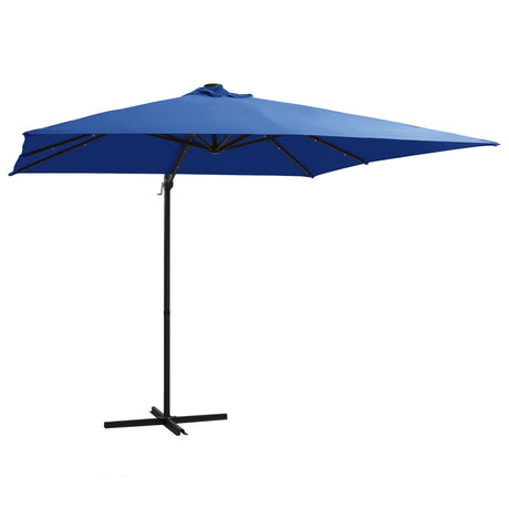 Zweefparasol met LED-verlichting en paal 250x250 cm azuurblauw - AllerleiShop